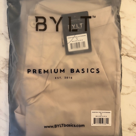 BYLT Basics Everyday Pant 2.0, 33” Waist, Straight Fit, Oat, New/Unopened - Picture 1 of 5
